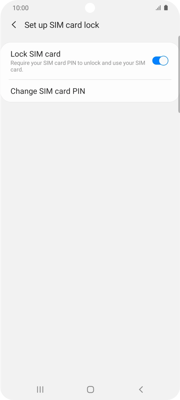 Press the indicator next to 'Lock SIM card' to turn the function on or off.