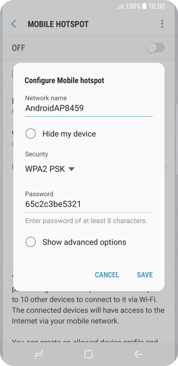 Press the field below 'Network name' and key in the required name. Press the field below 'Network name' and key in the required name.