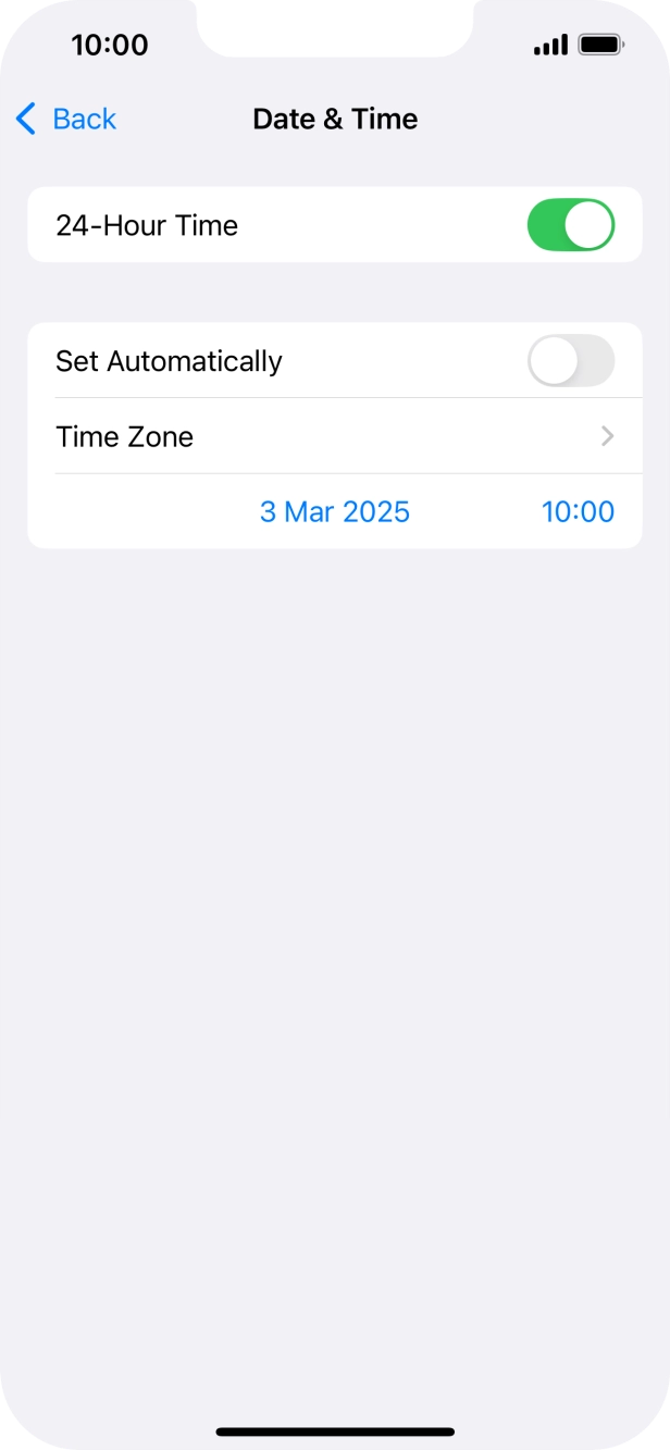 Press the indicator next to 'Set Automatically' to turn on the function.