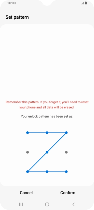 Repeat the selected phone lock code and press Confirm.