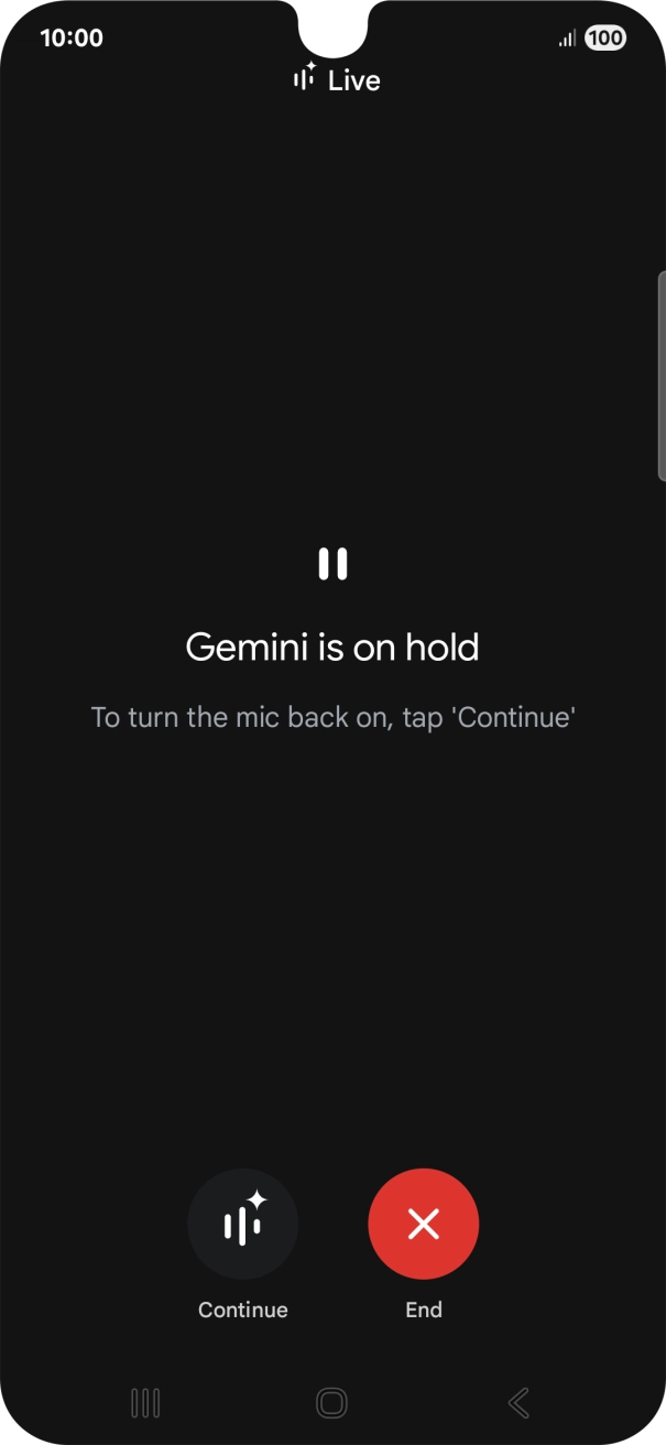 To resume the conversation, press Continue.