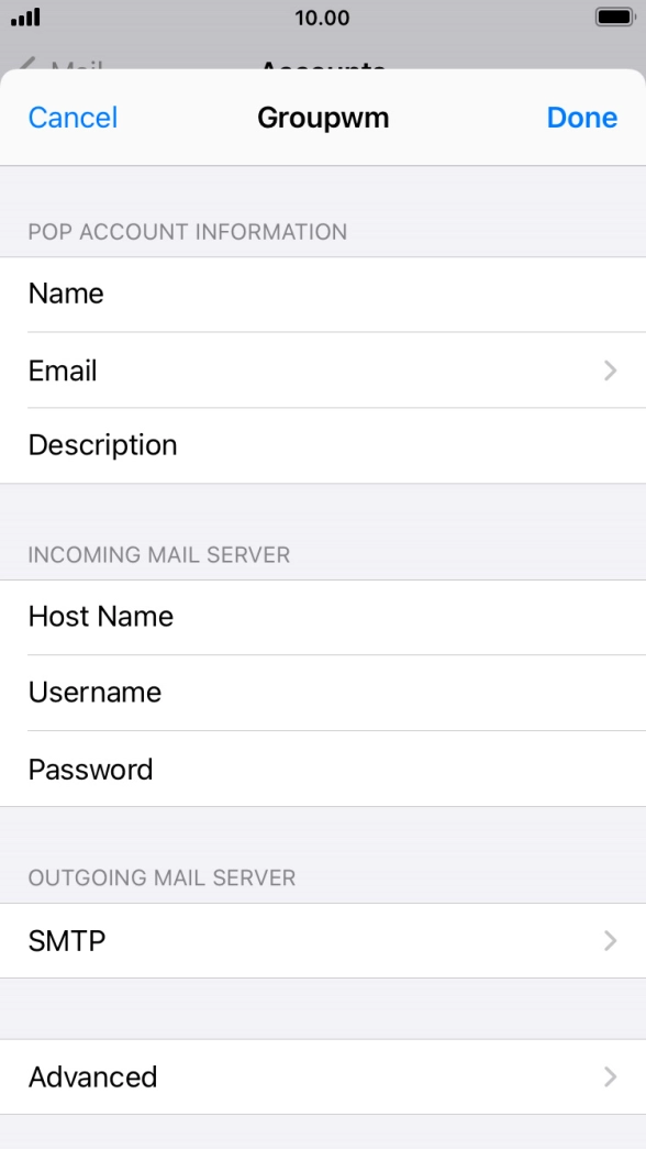 Press SMTP. Press SMTP.