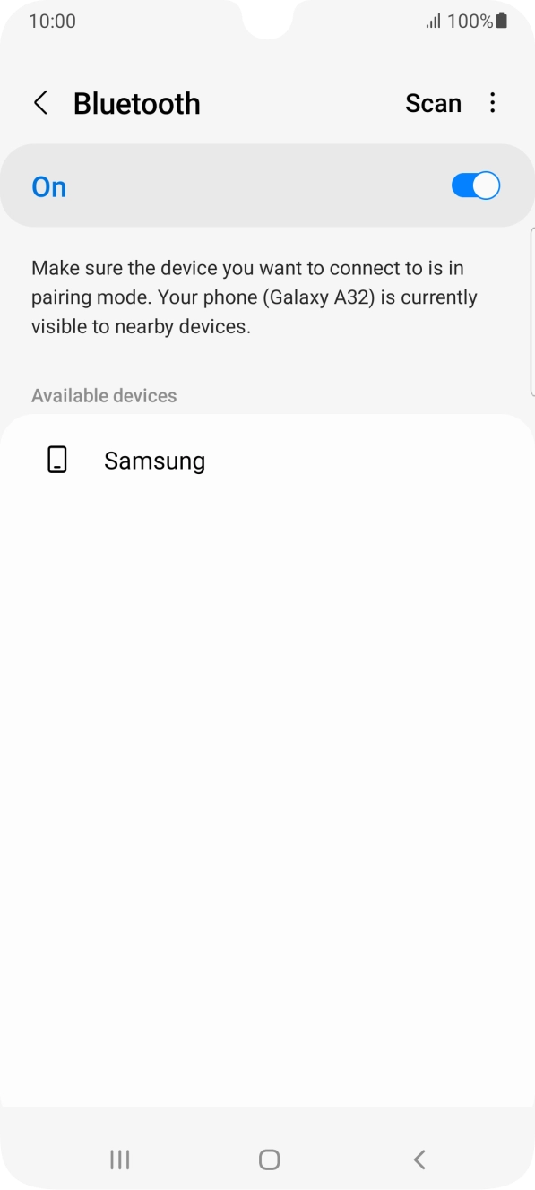 Press the required Bluetooth device and follow the instructions on the screen to pair the device with your phone.