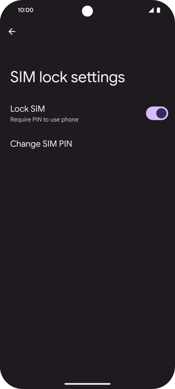 Press the indicator next to 'Lock SIM' to turn the function on or off.