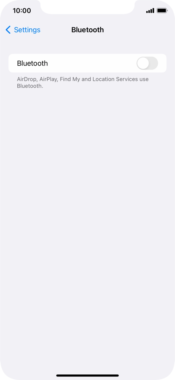 Press the indicator next to 'Bluetooth' to turn on the function.