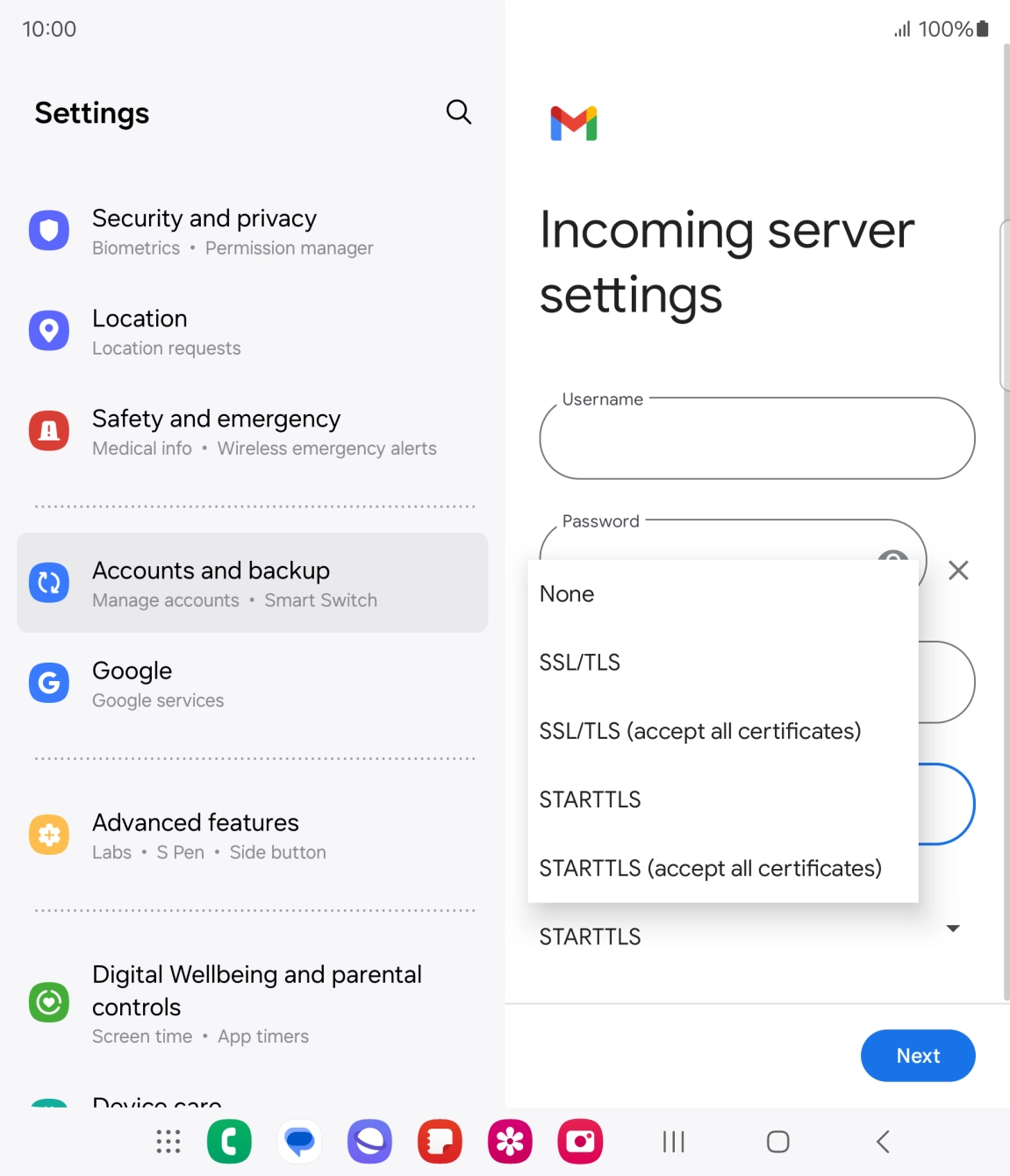 Press SSL/TLS. Press SSL/TLS.