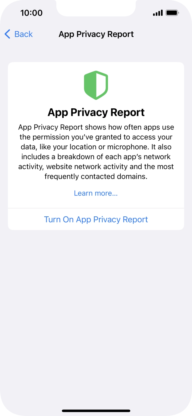Press Turn On App Privacy Report to turn on the function.
