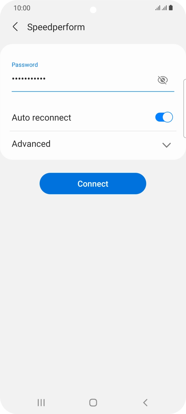 Key in the password for the WiFi network and press Connect.