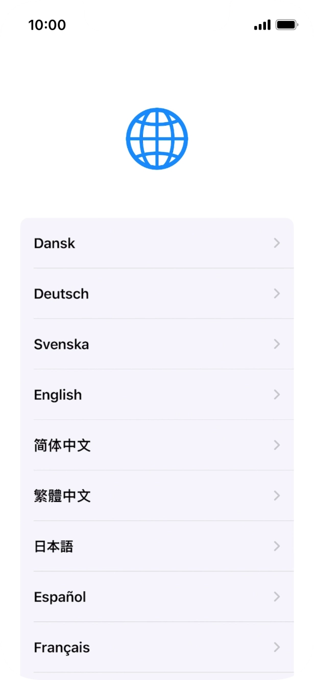 Press the required language. Press the required language.