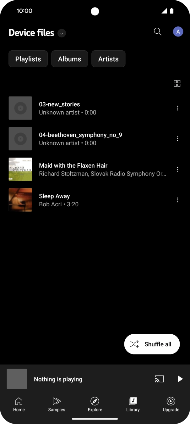 Press the required audio file. Press the required audio file.