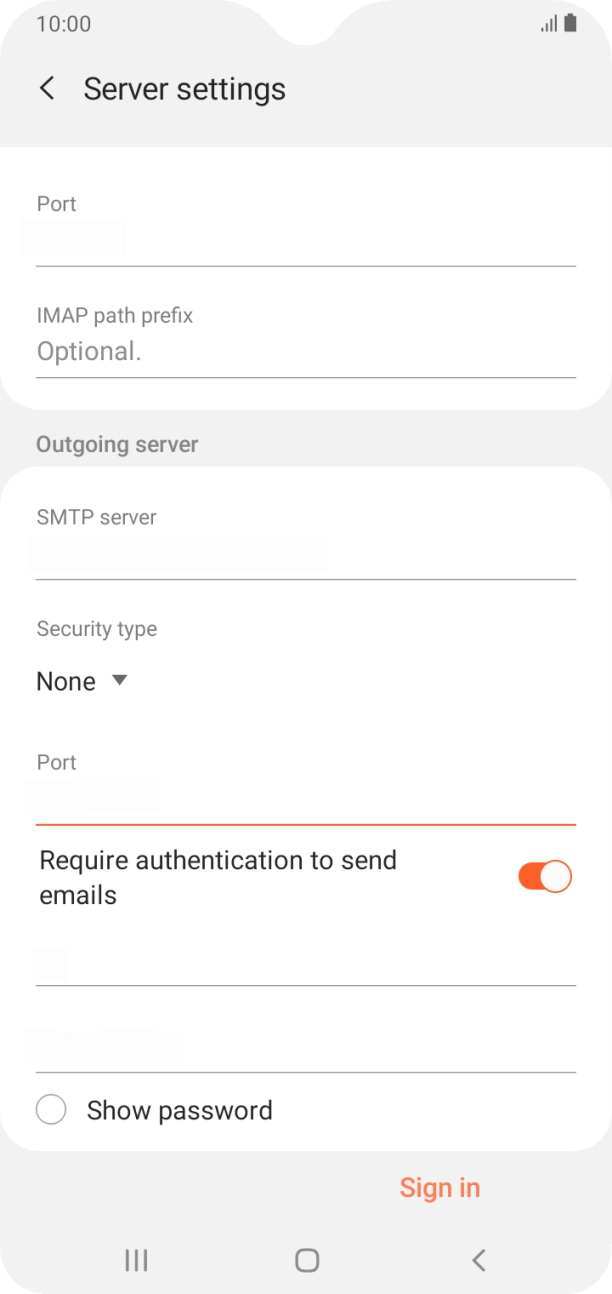 Press the indicator next to 'Require authentication to send emails' to turn on the function. Press the indicator next to 'Require authentication to send emails' to turn on the function.