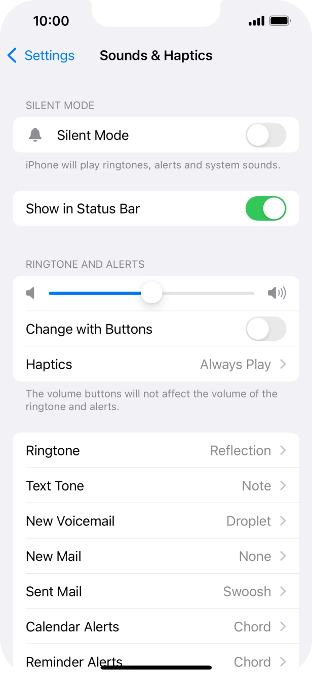 Press the indicator next to 'Silent Mode' to turn the function on or off.