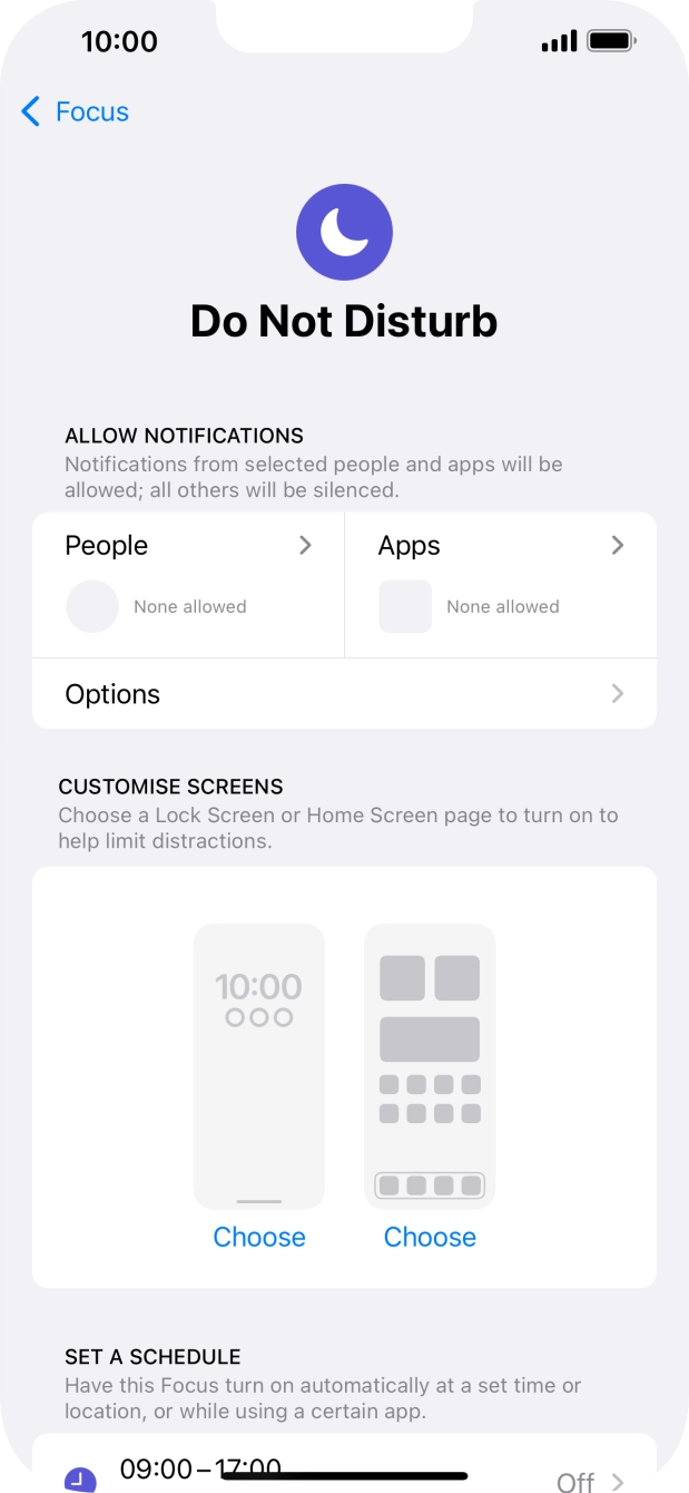 Press People and follow the instructions on the screen to select which contacts you would like to receive calls and notifications from when Do Not Disturb is turned on.