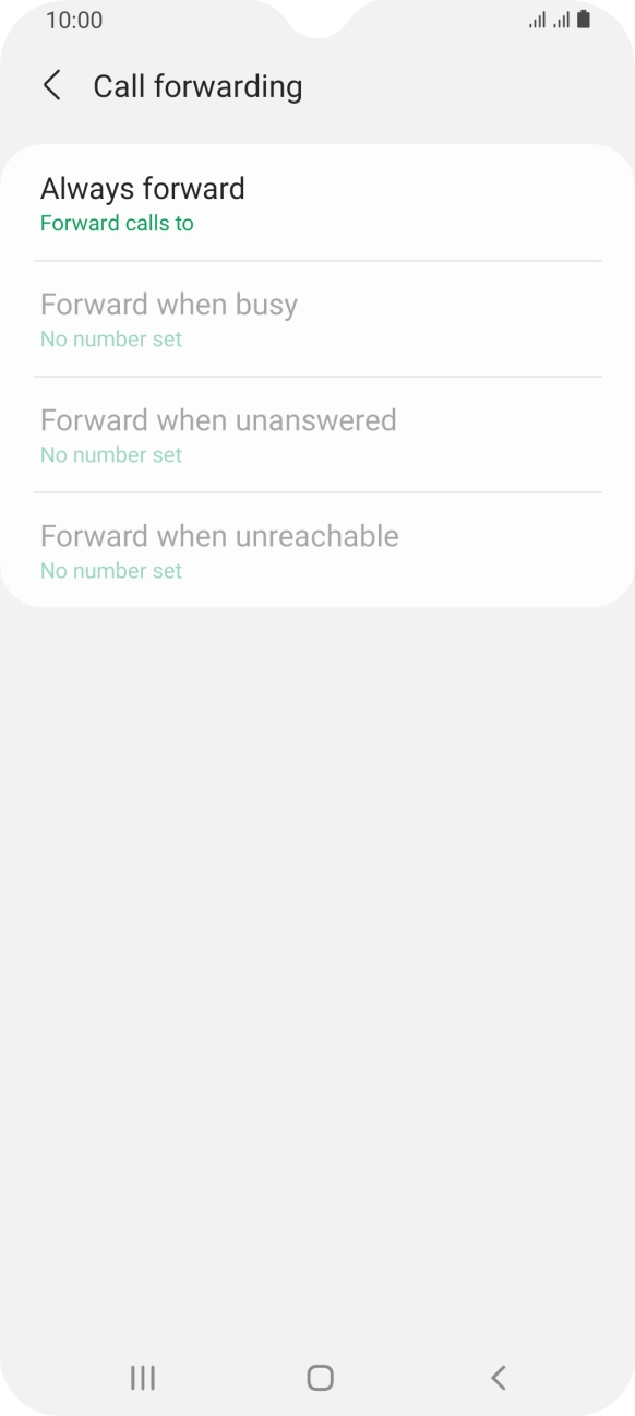 Press the required divert type. Press the required divert type.