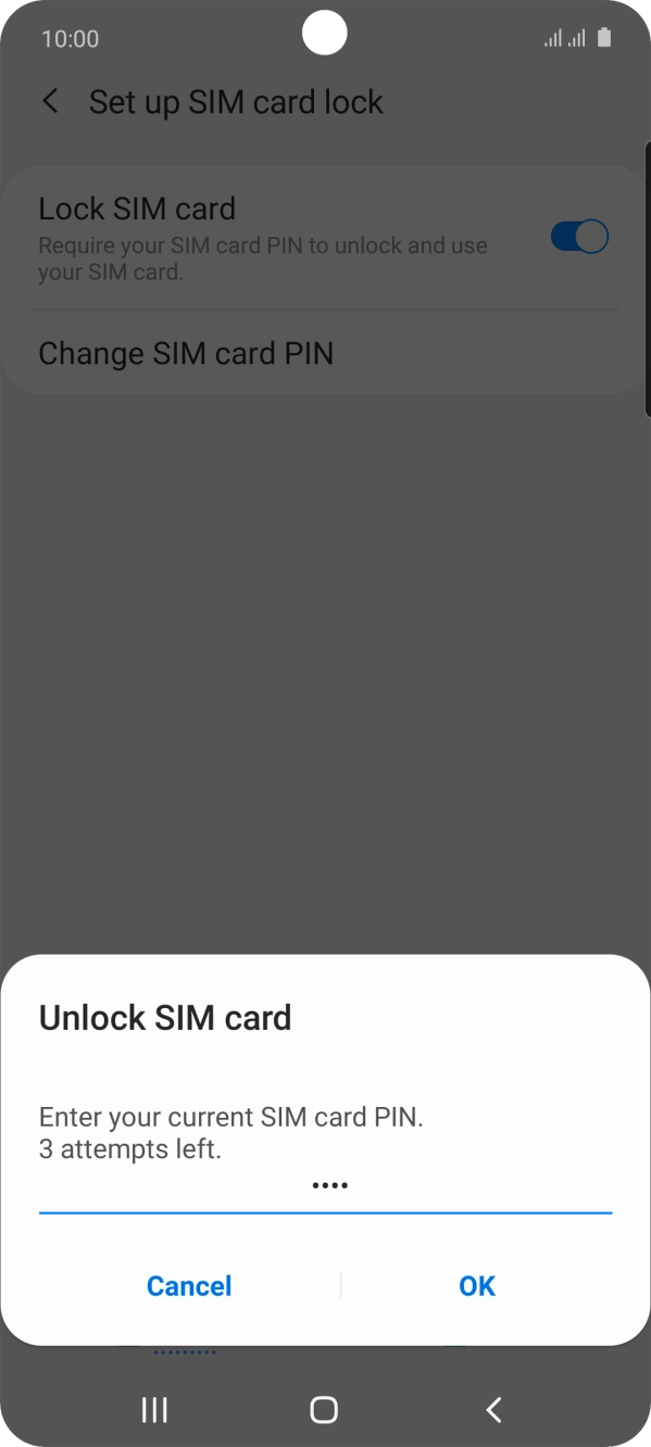 Key in your SIM PIN and press OK. The default SIM PIN is 0000.