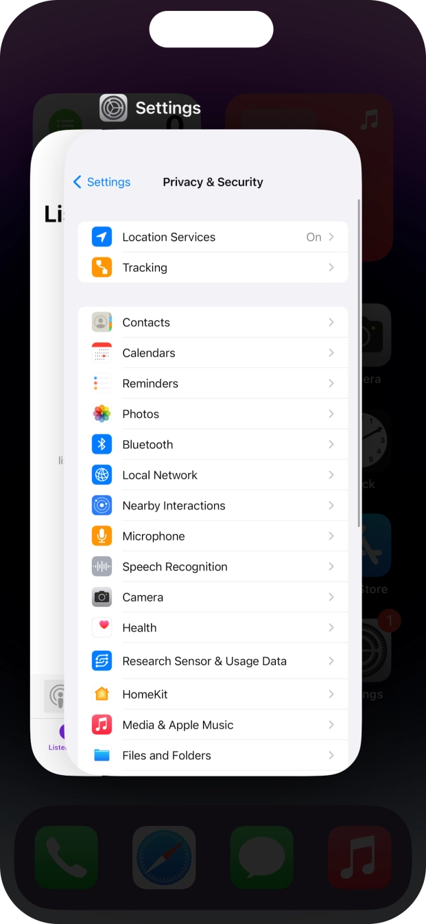 Slide upwards on the required application to end it.