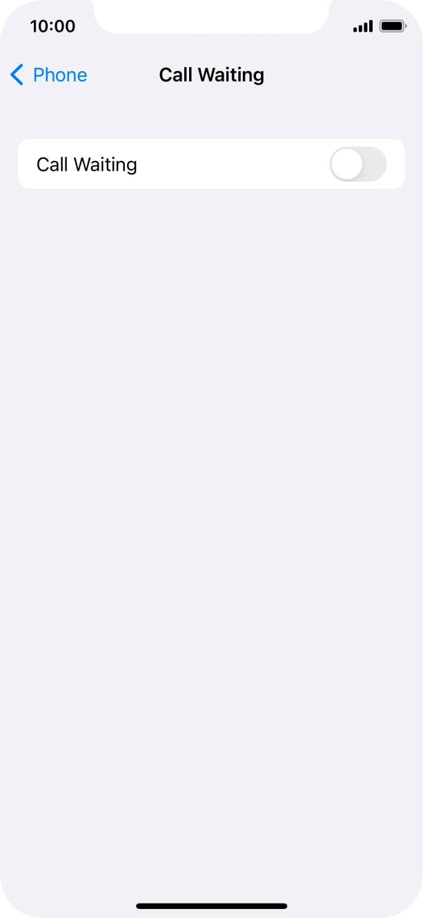 Press the indicator next to 'Call Waiting' to turn the function on or off.