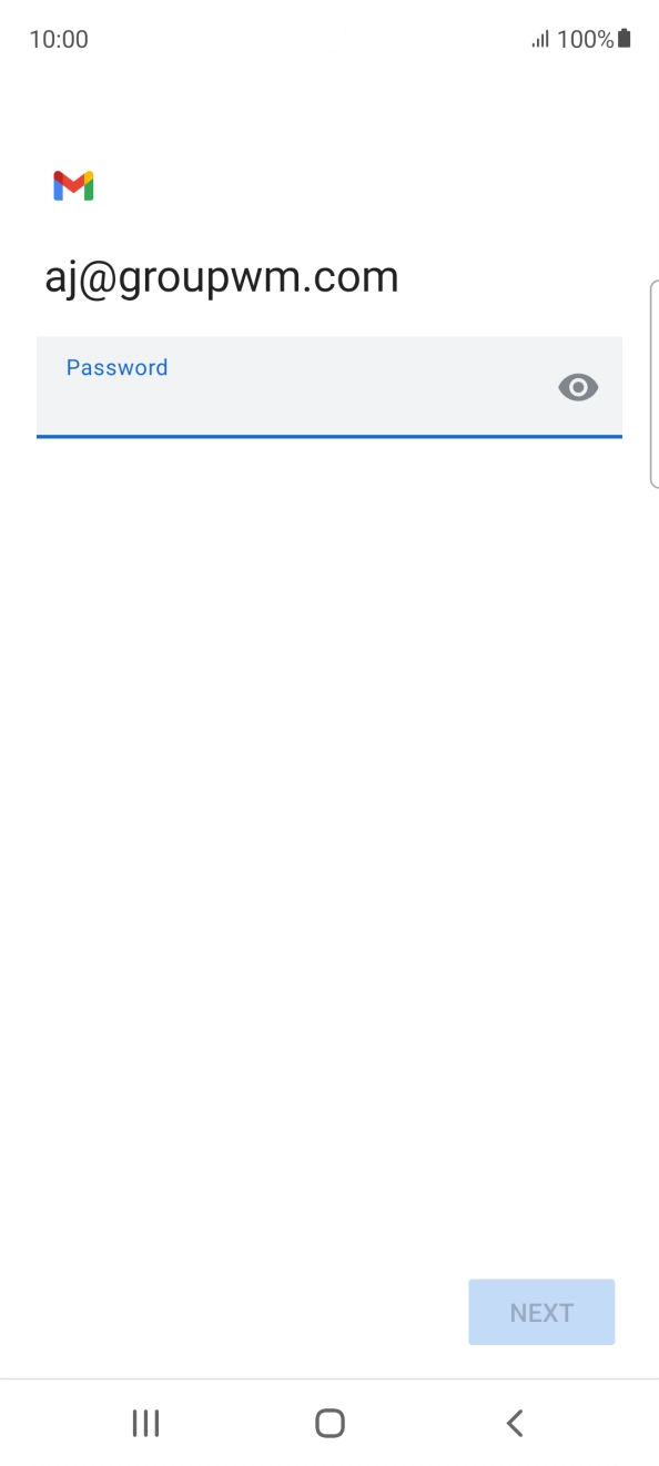 Press the field below 'Password' and key in the password for your email account. Press the field below 'Password' and key in the password for your email account.