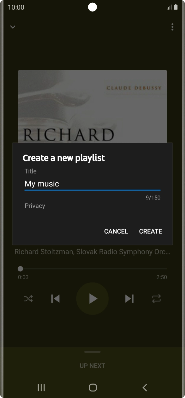 Key in a name for the playlist and press CREATE.