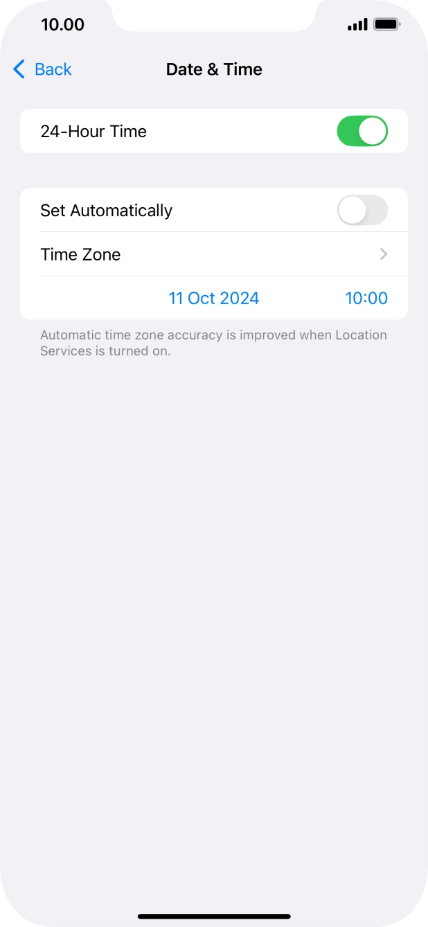 Press the indicator next to 'Set Automatically' to turn on the function.