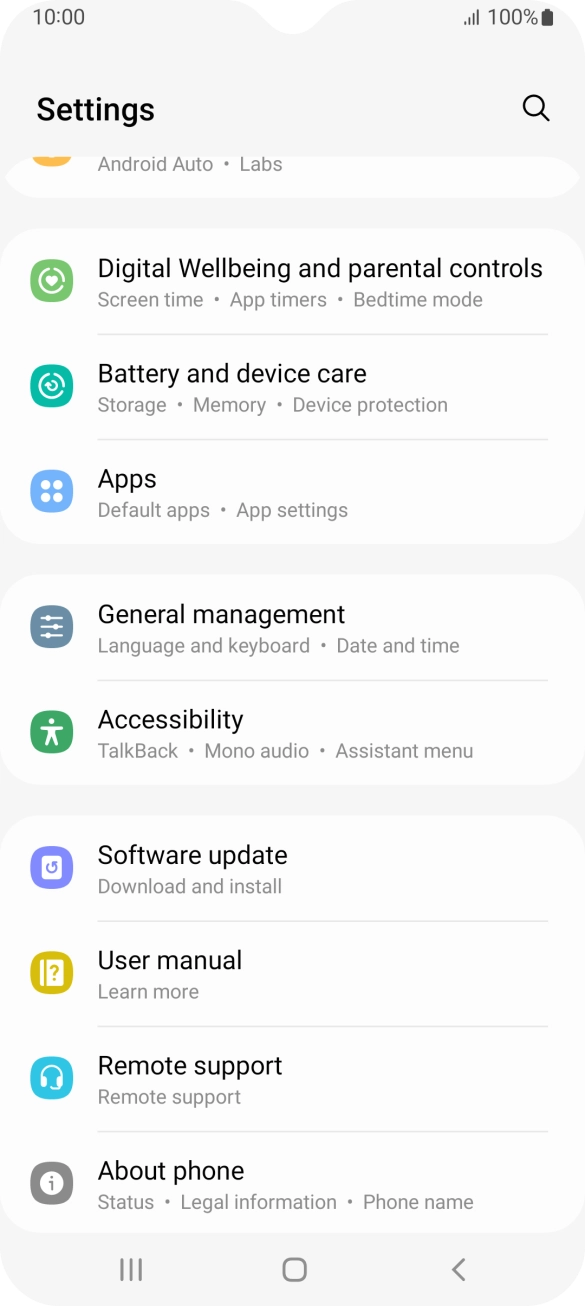 Press Battery and device care.