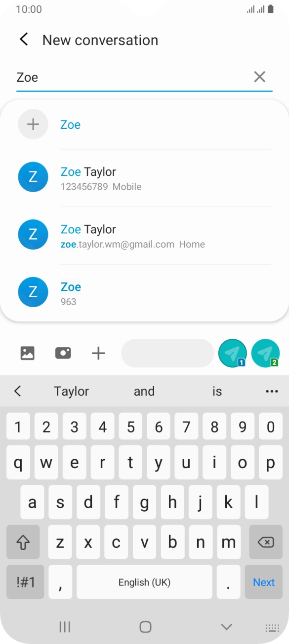 Press the required contact. Press the required contact.