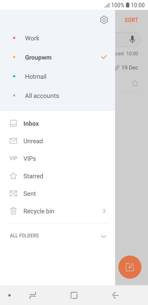 Press the required email account.