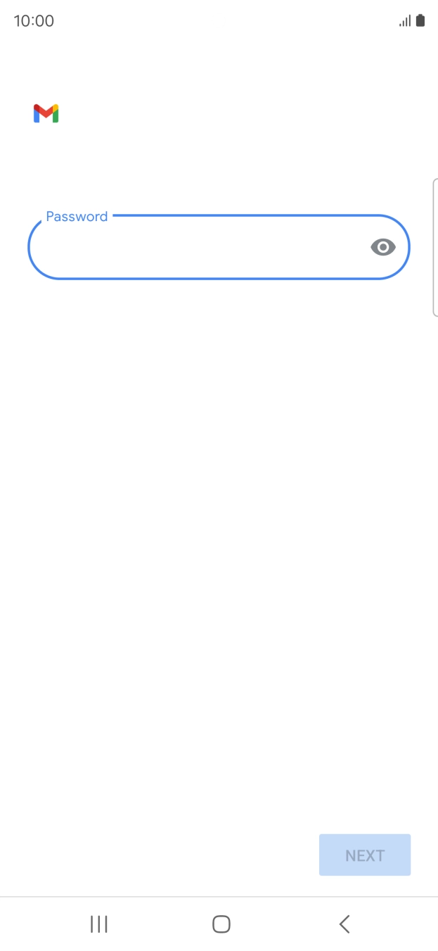 Press the field below 'Password' and key in the password for your email account. Press the field below 'Password' and key in the password for your email account.
