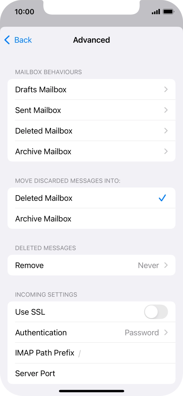 Press the indicator next to 'Use SSL' to turn on the function.