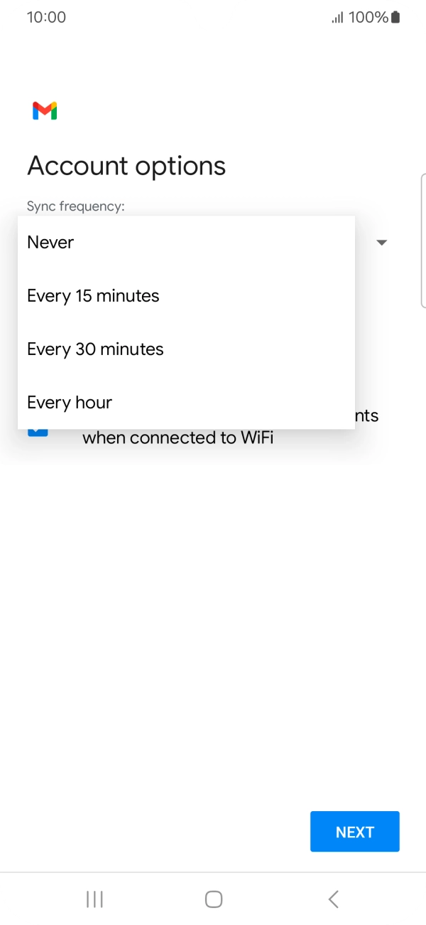 Press the required setting.