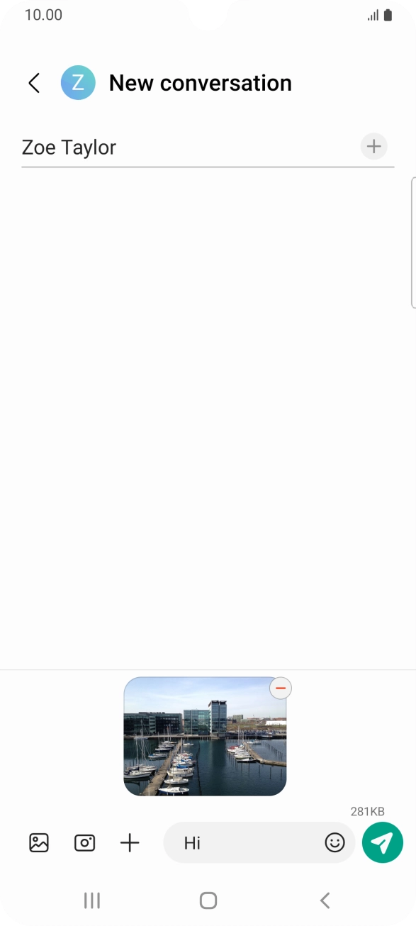 Press the send icon when you've finished your picture message. Press the send icon when you've finished your picture message.