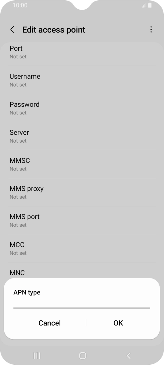 Key in default and press OK.
