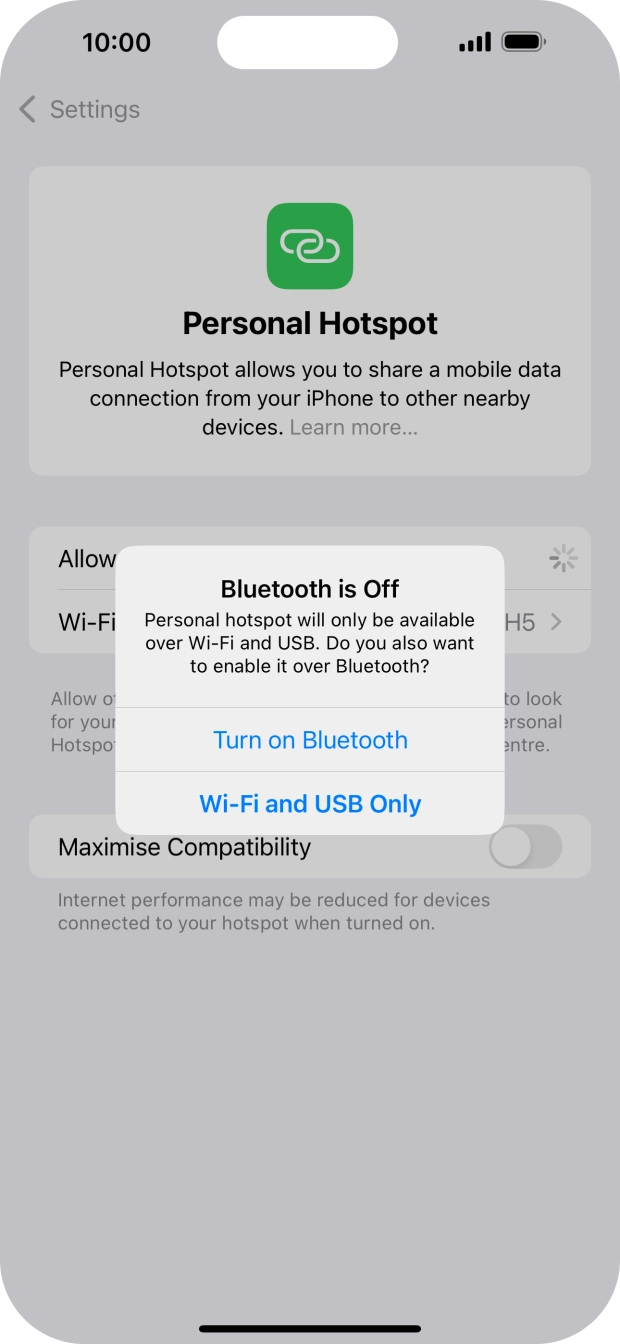 If WiFi is turned on, press Wi-Fi and USB Only.