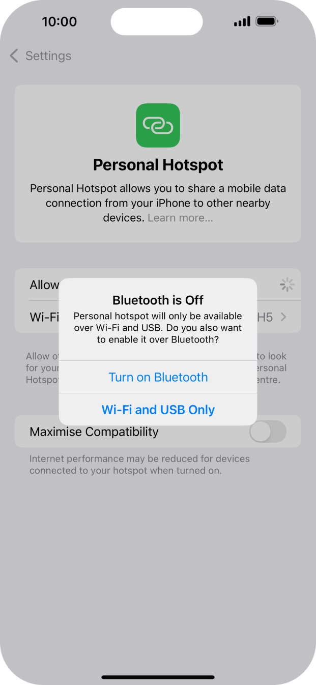 If WiFi is turned on, press Wi-Fi and USB Only.