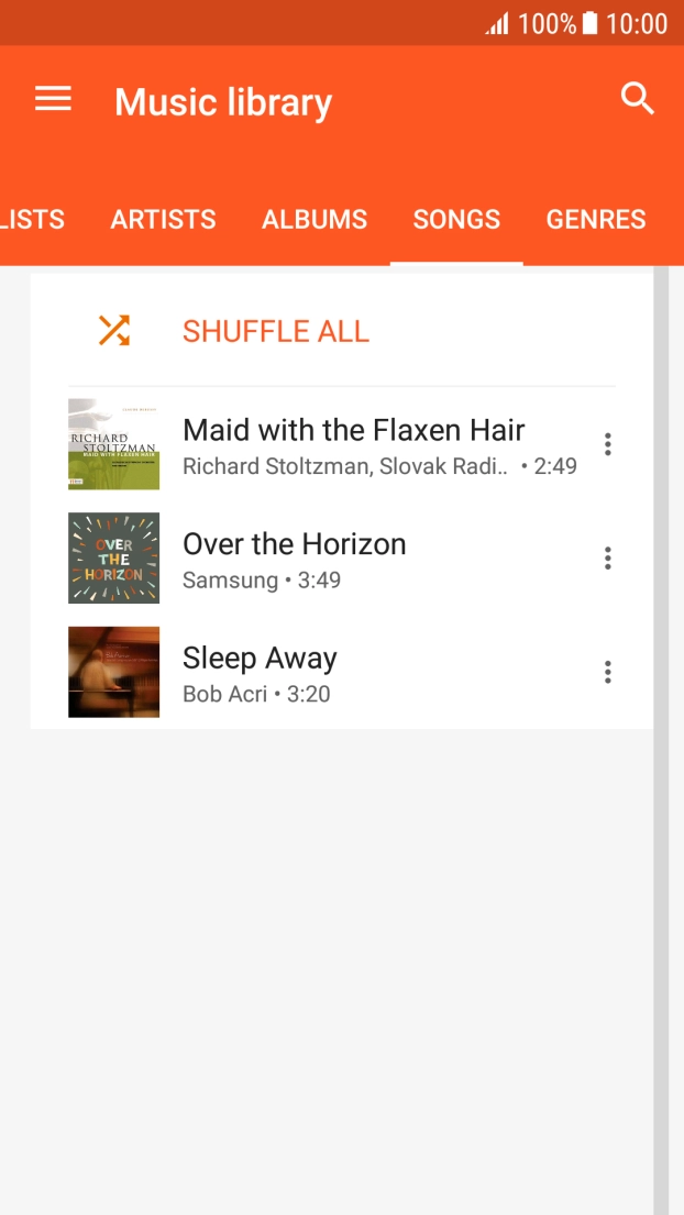 Press the required audio file.