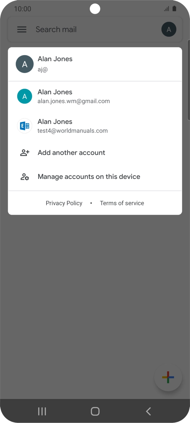 Press the required email account.