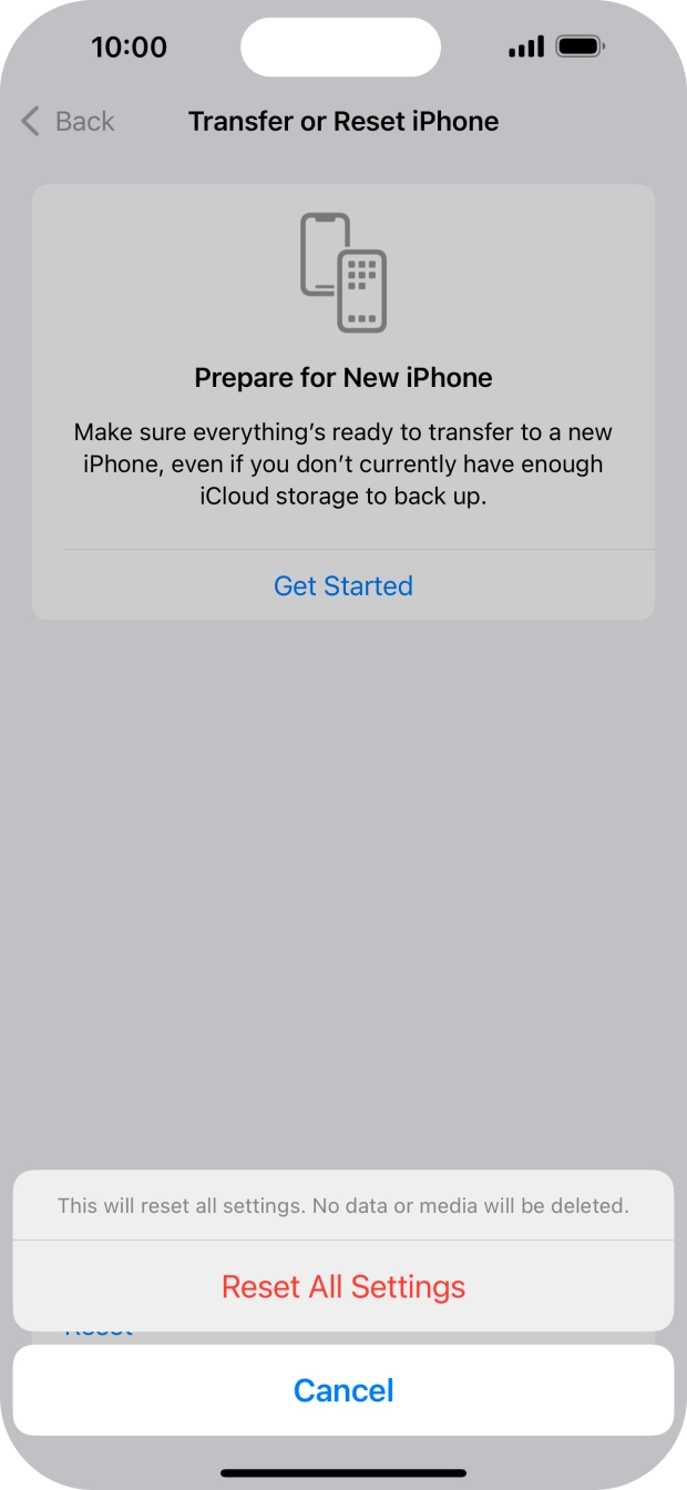 Press Reset All Settings.