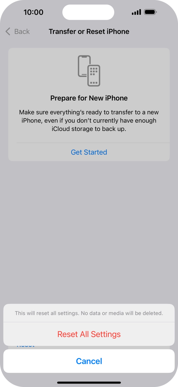 Press Reset All Settings.