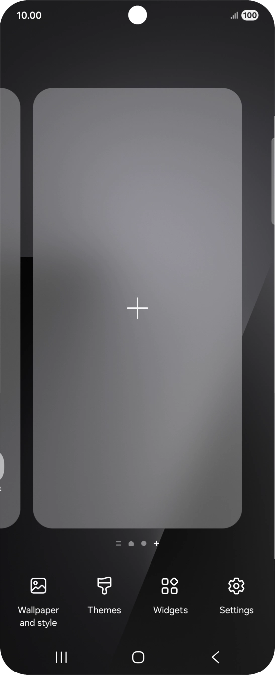 Press the add icon to add a home screen page.
