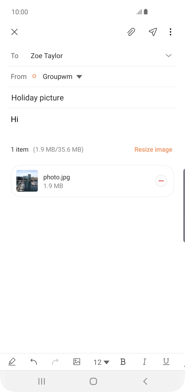 Press the send icon when you've finished your email.