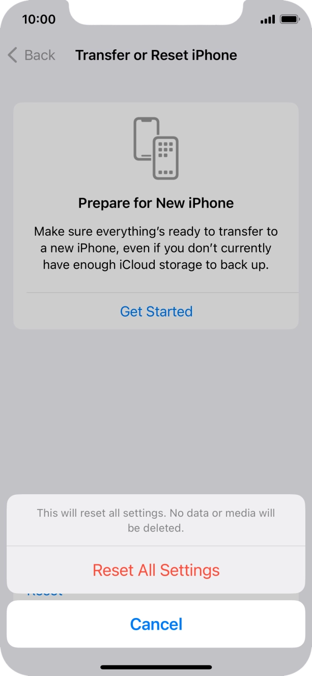Press Reset All Settings.