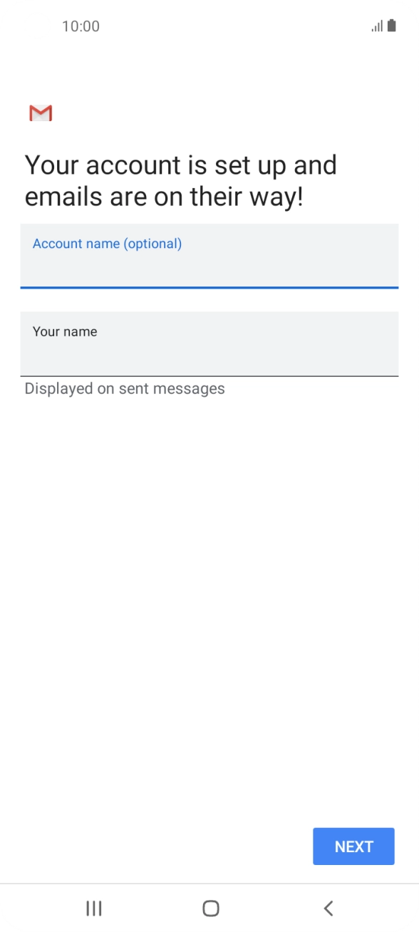 Press the field below 'Your name' and key in the required sender name.