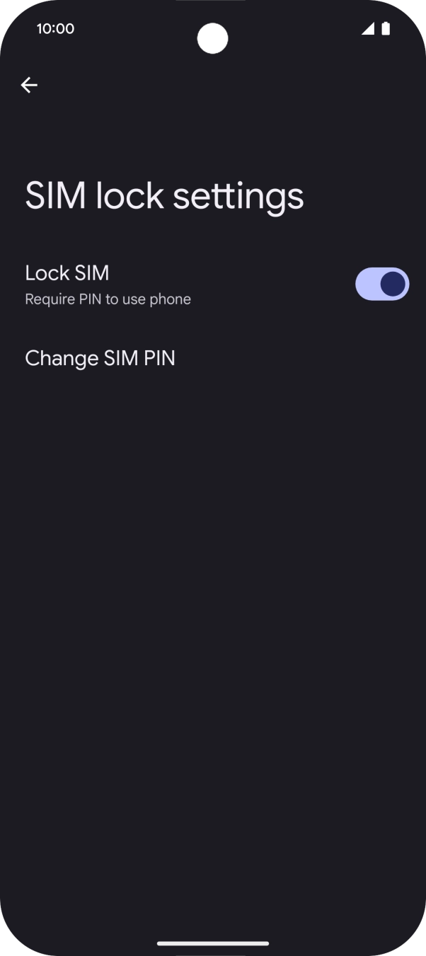 Press the indicator next to 'Lock SIM' to turn the function on or off.