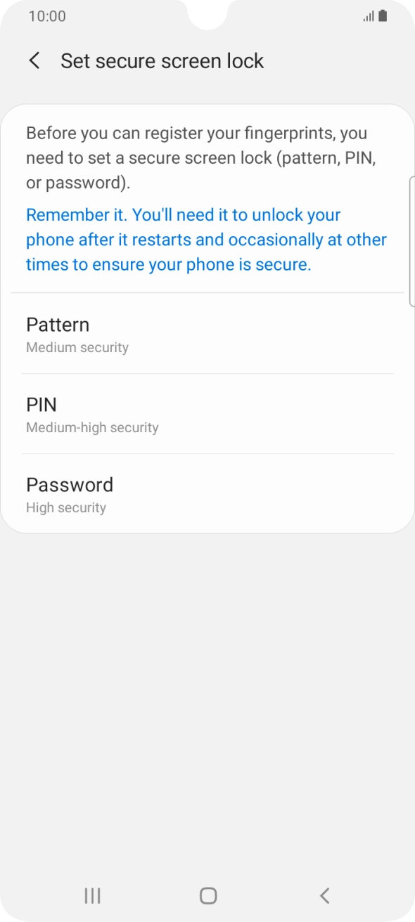 Press the required phone lock code and follow the instructions on the screen to create an additional phone lock code.