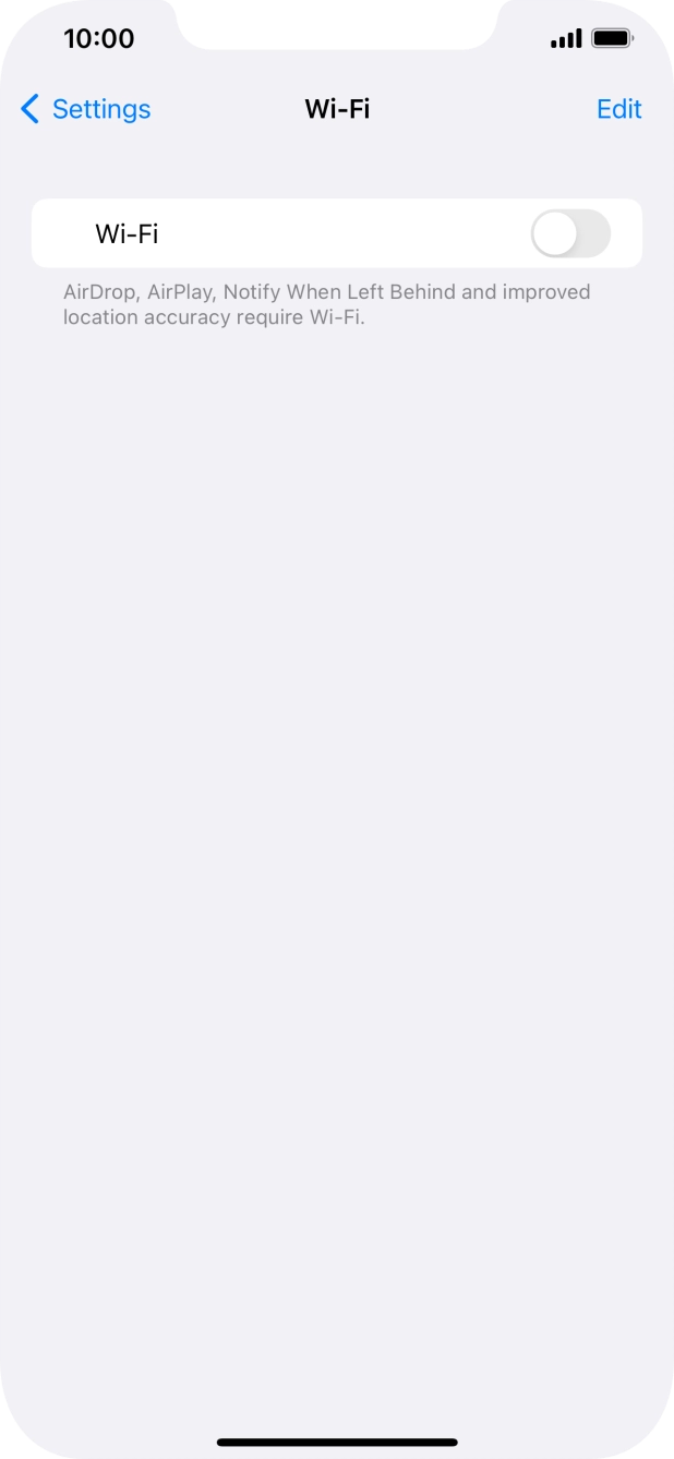 Press the indicator next to 'Wi-Fi' to turn on the function.
