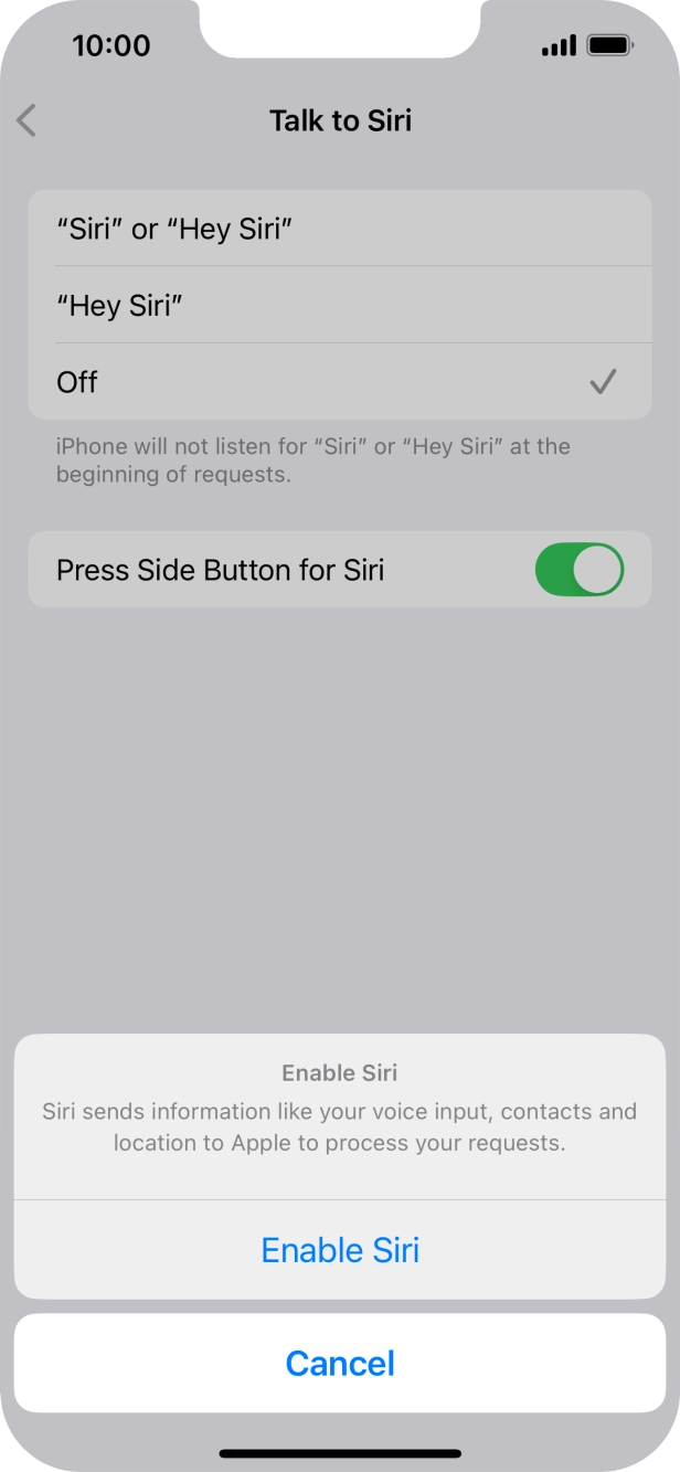 Press Enable Siri.