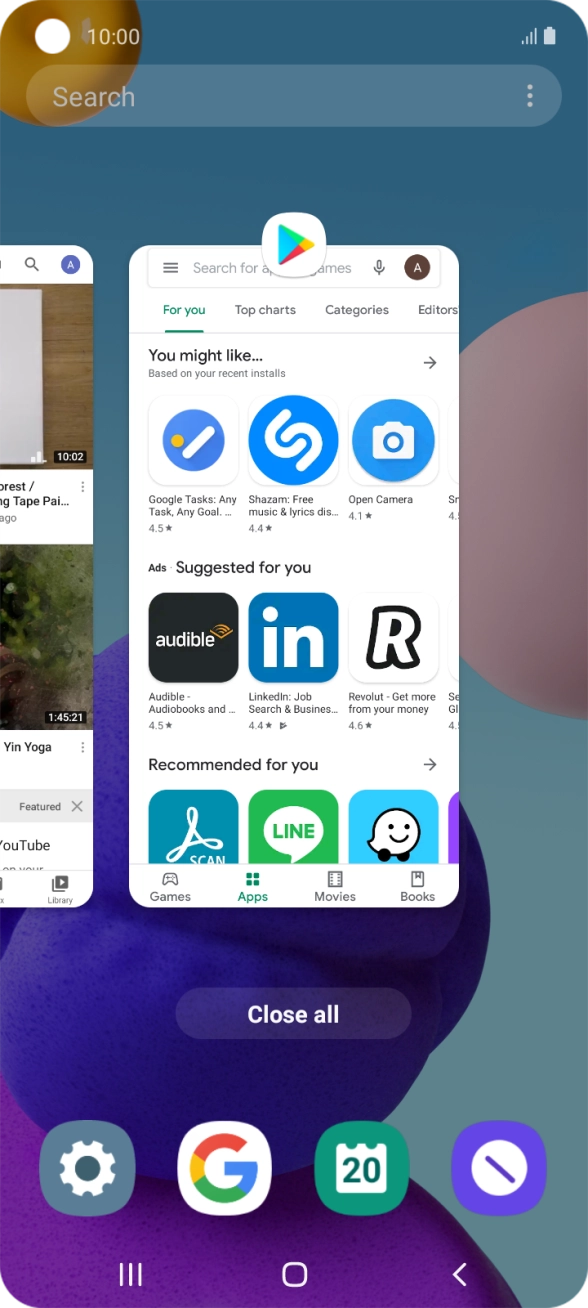 To end one running application, slide your finger upwards on the required application.