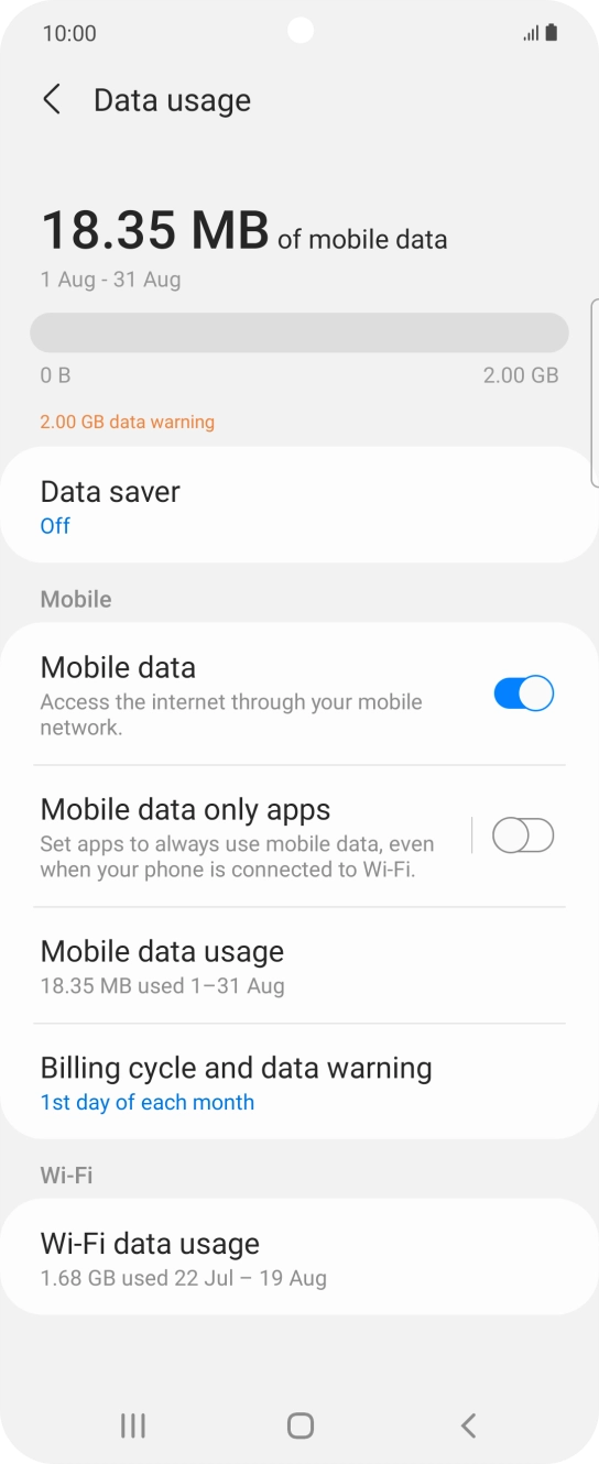 The total data usage is displayed.