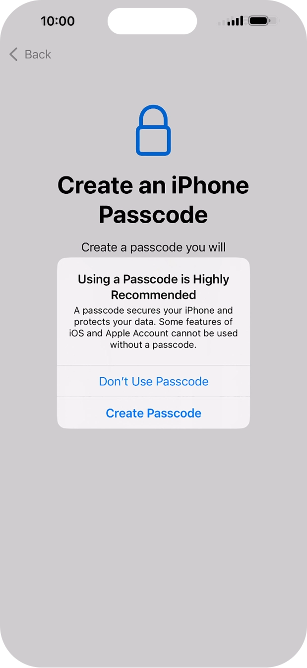 If you turn off the function, press Don't Use Passcode. If you turn off the function, press Don't Use Passcode.