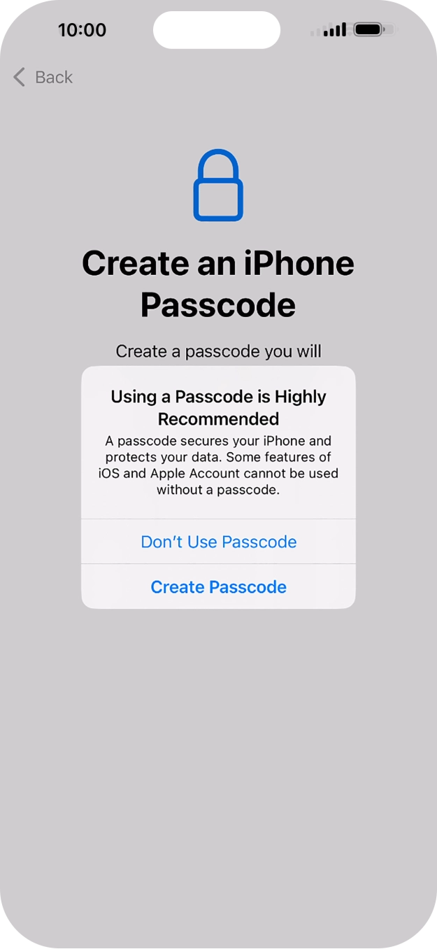 If you turn off the function, press Don't Use Passcode. If you turn off the function, press Don't Use Passcode.